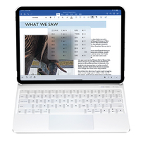 Beelan Keyboard Case Magnetik Nirkabel Berkualitas Tinggi 12.9 Inci dengan Touchpad Pintar dan Lampu Latar, Desain Ambidextrous USB-C untuk iPad Pro