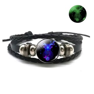Bracelet avec pendentif des 12 signes du zodiaque, bracelet en cuir tissé à la main pour hommes et femmes - Product Image 5