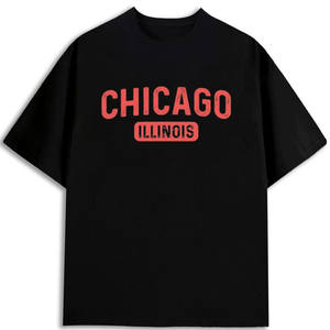 Camiseta Estampada Chicago Illinois para Hombre, Cuello Redondo Clásico, 100% Algodón, Corte Regular, Tejido Grueso - Product Image 1