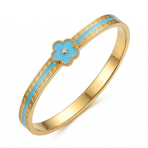 Women's electroplated titanium steel bracelet <b>mirror</b> finish bracelet European and American style gold bracelet - Product Image 5
