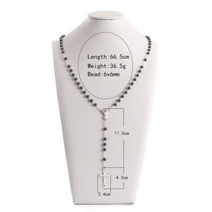 Komi vente chaude chapelet noir calculs biliaires colliers jésus vierge marie catholique religieux chapelet collier pour Pary - Product Image 6