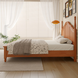 Country Style American <b>Solid</b> <b>Wood</b> Double Bed 1.8m Storage Platform Bed Master Bedroom Furniture - Product Image 3