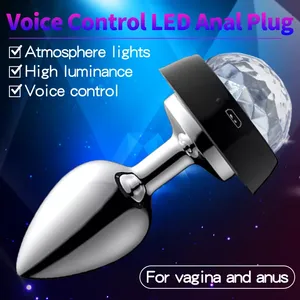 Yeni ürün ses kontrollü LED ışıklı anal <span class=keywords><strong>plug</strong></span> metal popo fiş prostat masajı Anal oyuncaklar kadınlar için - Product Image 2