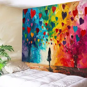 家居超细纤维定制印花刺绣背景墙挂毯挂毯3D北欧风格抽象沙滩挂毯