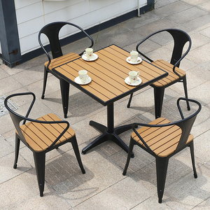 Combinazione Outdoor Cafe cortile Patio <span class=keywords><strong>tavolo</strong></span> <span class=keywords><strong>e</strong></span> <span class=keywords><strong>sedie</strong></span> per il tempo libero imposta <span class=keywords><strong>sedie</strong></span> <span class=keywords><strong>da</strong></span> pranzo all'aperto in legno di plastica - Product Image 4
