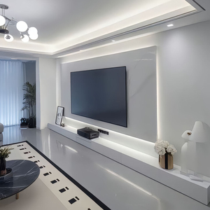 Clean-Line Minimalist Custom TV Wall & Cabinets Wholesale From Maker E0/ENF Boards Upgrade to Luxury Home Furniture Living Room