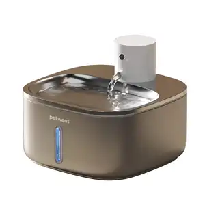 Petwant 3.2L Stainless Steel Wireless Battery Operated Pets Drinking Water Fountain For Small Animals Dogs Cats