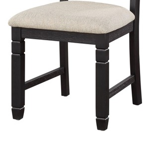 Anji - Ensemble de 2 chaises de salle à manger latérales de 24 pouces, siège rembourré convertible, dossier incurvé, pieds en bois, moderne, noir, beige - Product Image 5