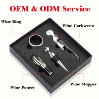 Ensemble cadeau d'accessoires pour bouteille de vin avec logo et emballage personnalisés, ouvre-bouteille, bouchon, tire-bouchon et ensemble de bouchons à vin
