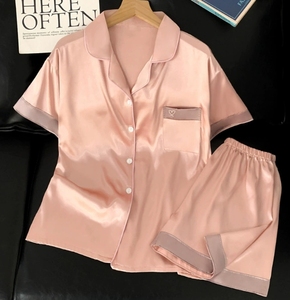 <span class=keywords><strong>Short</strong></span> d'été à manches courtes Nouveau style Couleur solide Haut de gamme <span class=keywords><strong>Sweet</strong></span> Temperament Pajamas Set - Product Image 1