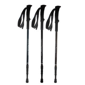 Bâtons de randonnée télescopiques en fibre de carbone, trois sections, 65-130 cm, légers, pour la marche et le ski, noirs - Product Image 1