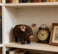 Escultura de Cerdo de Madera Hecha a Mano para Decoración del Hogar, Fabricada en Fábrica