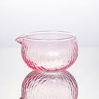 ESTICK Bol à matcha en verre coloré, bol à thé japonais, peint à la main, verrerie résistante à la chaleur, accessoire de thé en boîte pour la maison