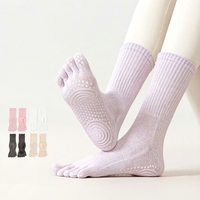 Chaussettes de yoga à cinq doigts antidérapantes, chaussettes longues à orteils séparés pour femmes, pour l'entraînement Pranayama, les sports d'intérieur et le fitness