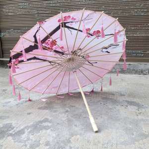Paraguas de papel a prueba de lluvia <span class=keywords><strong>y</strong></span> viento, sombrilla china de baile con mango <span class=keywords><strong>y</strong></span> borlas, flor de ciruela - Product Image 6