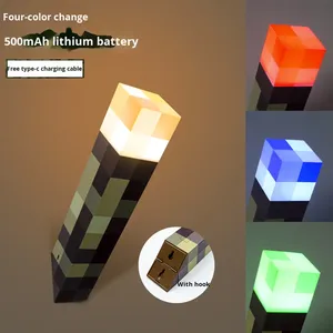Lampe de nuit <span class=keywords><strong>Minecraft</strong></span> Pixel Torch - Lampe LED rechargeable avec compartiment de rangement (28 cm) pour la décoration de la salle de jeu et de la chambre à coucher - Product Image 4