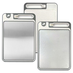 เขียงสแตนเลสลายเพชรแบบสองด้าน ขนาดใหญ่ พร้อมที่ลับมีด ป้องกันแบคทีเรีย - Product Image 5