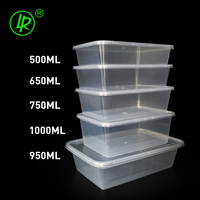 500 650 750 950 1000ml Transparent Micro-Ondable À Emporter Stockage En Plastique Jetable Alimentaire Récipient À Emporter Boîte À Lunch Avec Couvercles