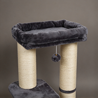 Tour d'activités pour chat d'intérieur avec plateforme en peluche douce, griffoir en sisal, cachette pour chat et jouet interactif à boule suspendue pour chatons