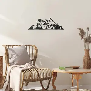 Custom Residential Interior Pendant Living Room Abstract Line Art Wall Mountain Metal Decoration