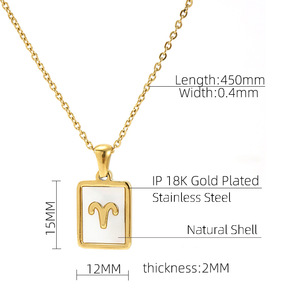 新しい卸売ステンレス鋼シェル12星座18金ペンダントネックレス女性用誕生日プレゼント - Product Image 2