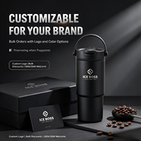 Gobelet isotherme en acier inoxydable avec revêtement céramique 700 ml (24 oz), bouteille d'eau, tasse à café avec paille et poignée, mug personnalisable avec logo