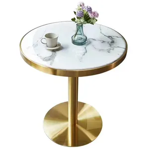 modern gold stainless steel leg marble top round living room home furniture luxury side center coffee tea table