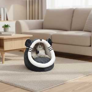 Lit pour chat en gros, motif uni mignon, chaud et doux pour petits animaux, <span class=keywords><strong>grotte</strong></span> pour chat avec jouet - Product Image 2