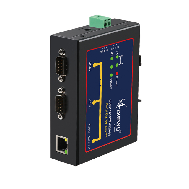 Din Rail 2 Port RS232 to Ethernet Converter Serial Over IP Device Server