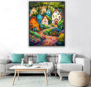 ชุดภาพวาดเพชรลายการ์ตูนบ้านชนบท สำหรับผู้ใหญ่ ผ้าพิมพ์ลาย DIY ระบายสีตามตัวเลข ขนาด 30x40 ซม. ภาพนิ่ง - Product Image 3