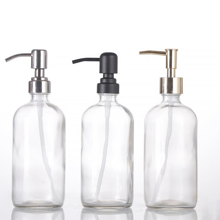 16ounce Thick Clear Glass Pint Jar Soap Dispenser with Matte Black Stainless Steel Pump