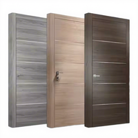 Porte intérieure moderne en bois massif sculpté à 4 lignes, finition grain de bois, isolation phonique, garantie 2 ans, vente en gros directe usine