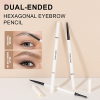 Pensil Alis Private Label Logo Kustom Tahan Air Vegan Pena Alis Kustom Pensil Alis Dengan Sikat