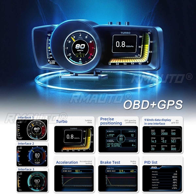 NEW Universal HUD OBD2 Head up Digital LCD Display Auto Scanner Direction Tips Computer Turbo Brake Test Car Alarm