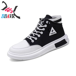 Vente en gros de baskets en toile blanches décontractées personnalisées noires à tige haute pour hommes - Product Image 2