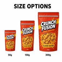Sachets d'emballage alimentaire personnalisés pour mélange de snacks savoureux, avec fenêtre transparente, refermables à fermeture éclair, à fond plat et autoportants, pour chips, bretzels et mélange de fête