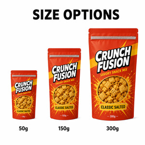 Custom Savory Snack Mix Bag Clear Window Resealable Zip Stand up Flat Bottom Food Packaging Bags for Chips Pretzels Party Mix - Product Image 3