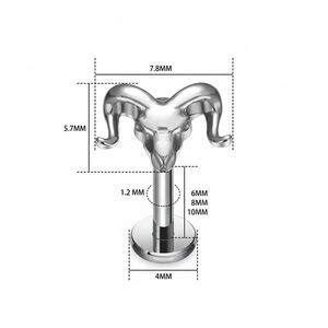 ต่างหูไทเทเนียม G23 รูปปลาโลมา ปลาคาร์ฟ นก กระดูกอ่อนสัตว์ ชุดต่างหูขนาดเล็ก 16G สำหรับเจาะหูแบบ Tragus, Helix, Conch, Flatback - Product Image 4