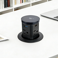 Prise de courant industrielle escamotable 9-en-1 avec charge sans fil 15W, 4 prises, 2 ports USB-A et 2 ports USB-C