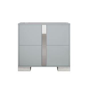 Modern Elegant Nightstand with Metal Foot, Mirrored <b>Bedside</b> <b>Table</b> with 2 Drawers for Bedroom, Living Room - Product Image 4