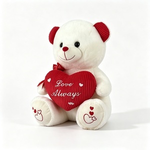 Ours en peluche personnalisé, ours en peluche adorable, ours en peluche pour la Saint-Valentin, ours en peluche blanc avec cœur rouge - Product Image 2