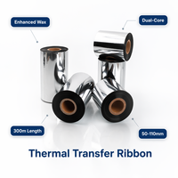 Harga Pabrik Kustomisasi Pita Transfer Termal TTR untuk Pencetakan Barcode, Pita Resin Kompatibel dengan Printer Label, Hitam 60mm*300m