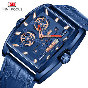 MINI FOCUS Montre populaire pour homme, boîtier en forme de seau, bracelet en cuir véritable, montre pour homme 0322G - Product Image 5