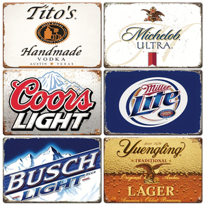 Juego de Letreros Metálicos Vintage de <span class=keywords><strong>Cerveza</strong></span> y Vodka, Decoración Retro de Pared con Marcas como Titos y Coors para Bar o Cuarto de Hombre - Product Image 1