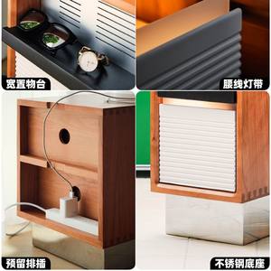 خزانة جانبية للسرير من الخشب الصلب بتصميم باوهاوس كلاسيكي جديد، تصميم فريد لغرفة النوم بطراز عتيق، ضيقة جداً للشقق الصغيرة - Product Image 4