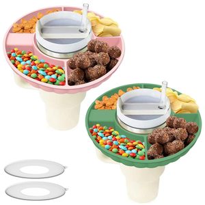 Bandeja de silicona para refrigerios con tapa, compatible con la Stanley Cup de 40 oz, anillo reutilizable para refrigerios para portavasos de coche. - Product Image 1
