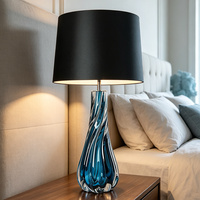 Lampe de table en verre coloré de style américain, luxe léger, bleu, jaune, gris, transparent, cristal, décoration de chambre d'hôtel