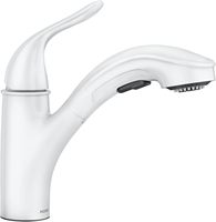 Robinet de cuisine monocommande moderne blanc en acier inoxydable brossé à montage sur plan, avec cartouche céramique et douchette extractible