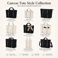 Bolsa de Compras de Lona de Algodón Orgánico Personalizada de 16 oz con Bolsillo Interior con Cremallera, Ecológica, Reciclable, Lisa y sin Estampado