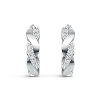 Boucles d'oreilles créoles torsadées en argent sterling 925 avec moissanite pour femme, micro-pavé, tressées, en moissanite et diamant, style Huggie